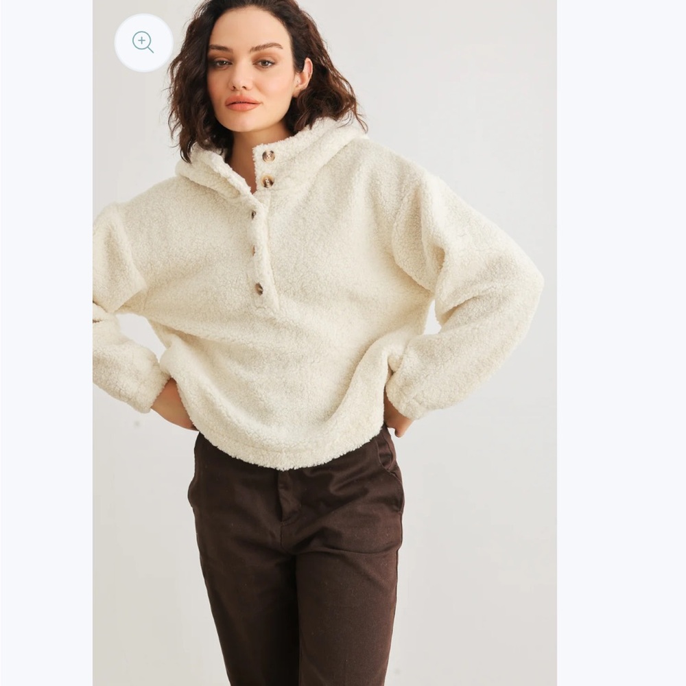 Knit button up hoodie